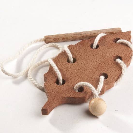 Wooden Lacing Beech Leaf Toy