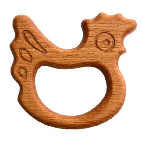 Organic Wooden Hand-carved Chicken Teether Toy