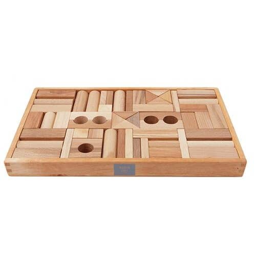 Wooden Blocks In Tray- 54 pcs Natural