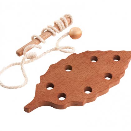 Wooden Lacing Beech Leaf Toy