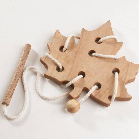 Wooden Lacing Maple Leaf Toy