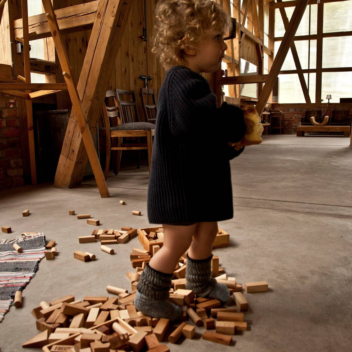 Wooden Blocks In Tray- 54 pcs Natural