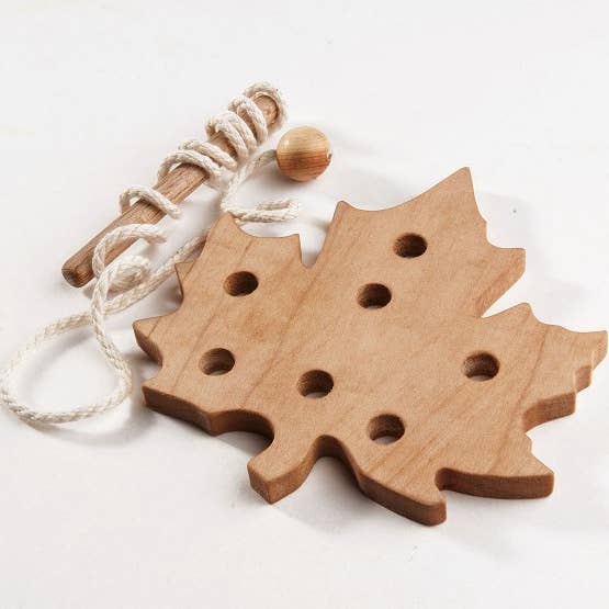 Wooden Lacing Maple Leaf Toy